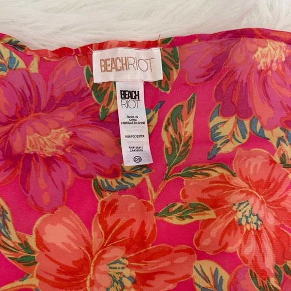 Beach Riot Hot Pink Floral Tie-Waist Swim Sarong - Picture 2 of 4